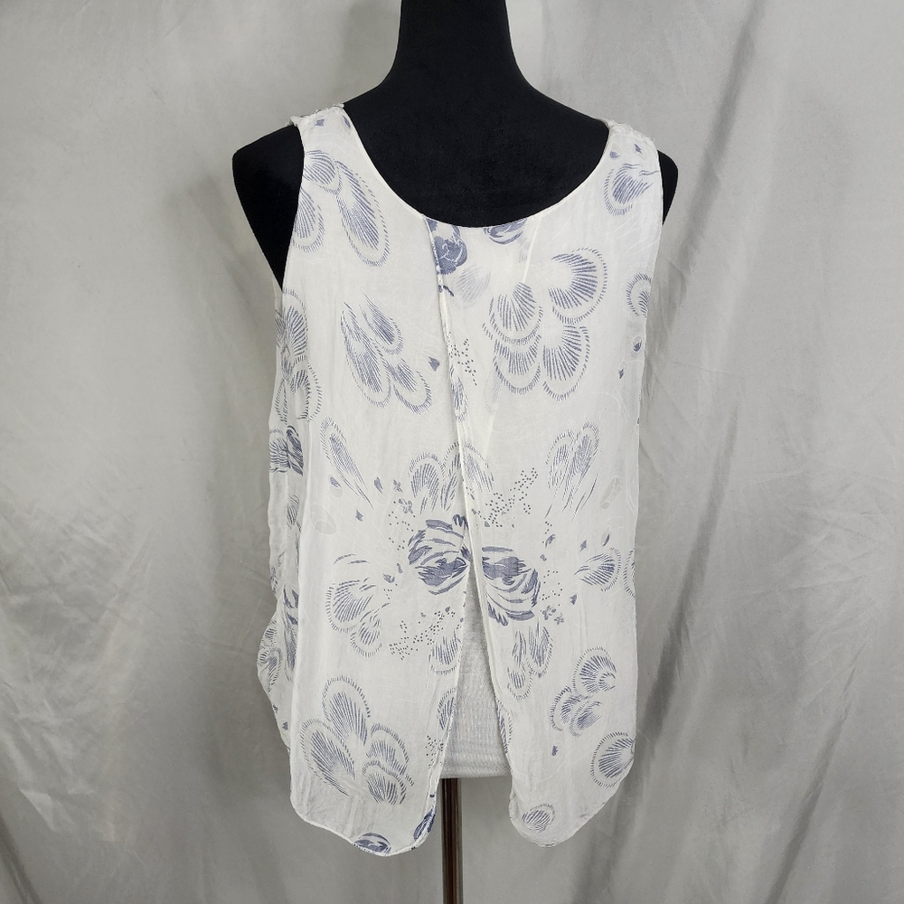 ANGELA MODA Size Small 100% Silk Tulip Hem‎ Pleated Lined Tank Made in Italy